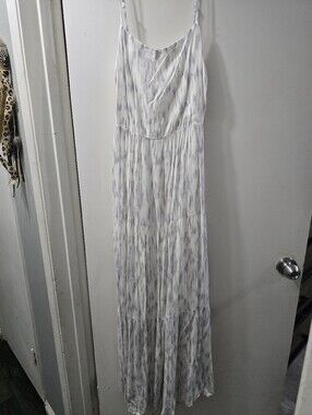 Mittoshop White & Light Gray Maxi Slip Dress